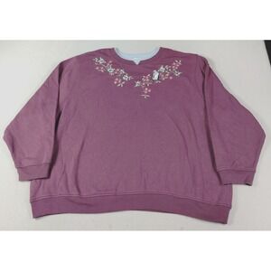 Vintage EXTRA Shenanigans Sweatshirt Womens 3X Purple Floral Penguin Grandmacore